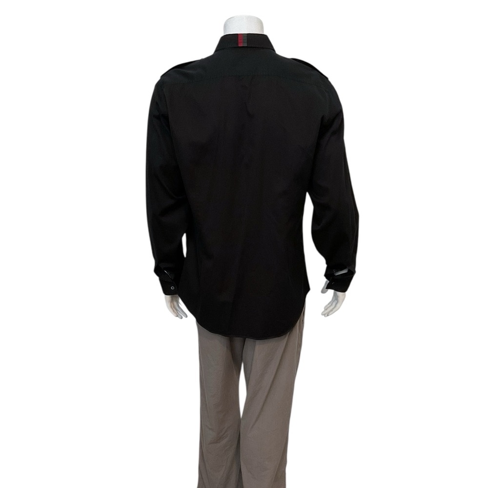 Gucci Men’s Black Skinny Fit Military Style Button Shirt - Picture 3 of 8